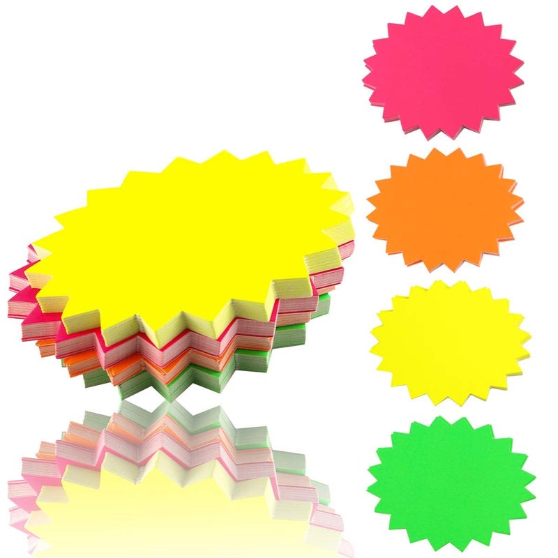 Twdrer 80 Pack Starburst Signs for Retail Store, Neon Fluorescent Garage Sale Supplies (4 Assorted Colors 3.15"x4.33") - Yard Sale Price Tags, Classroom Bulletin Board Decorations, Party Favors Cutout - Image 1